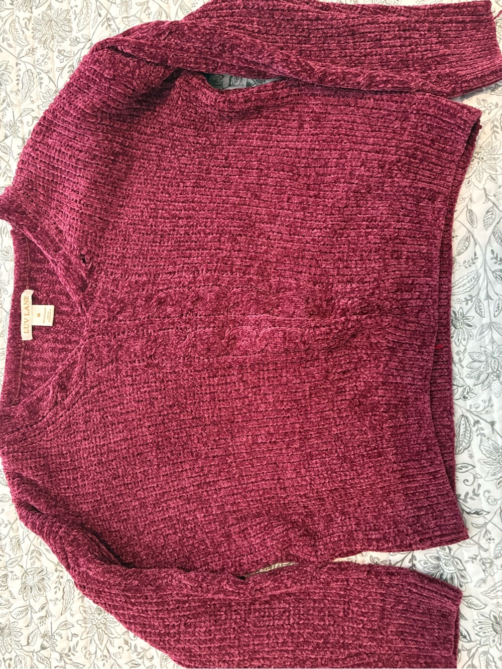 Anna Chenille Crew Sweater in Berry